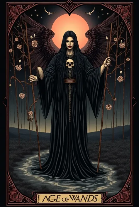 ** Instructions for Creating the Tarot Card : " Eight of Wands "  Theme of Death and Azrael **  

** Base Design :**  
 The card must preserve the basic structure of the  **Rider-Waite Tarot**, pero fusionar elementos significativos of the letter  **"Death...