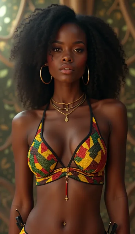 Beautiful African Goddess 。 lingerie with the African Union flag as a motif