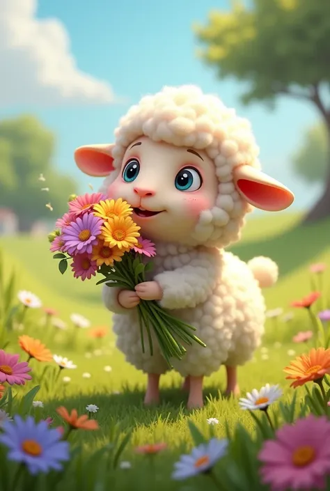 Fold , the sheep , said:
—Ill give you some flowers from the field to cheer up your arrival