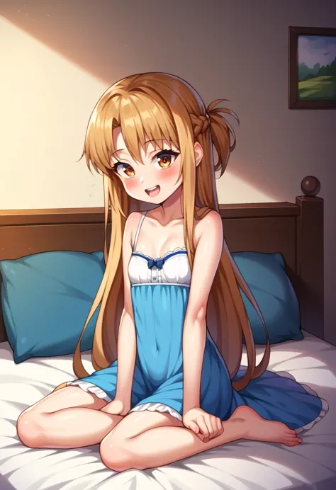 (( best quality)), ((masterpiece)), (be familiar with),  perfect face, indoor, bedroom,  watching viewers ,
one woman,  asuna yu...