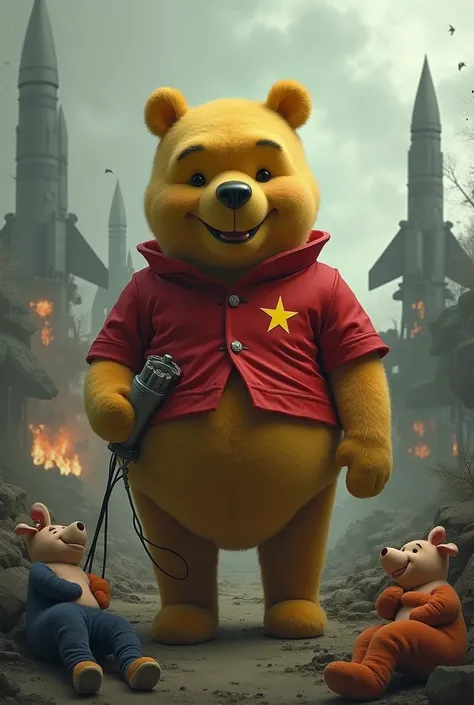 Winnie Pooh President of China carrying out genocide with nuclear bombs