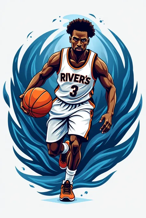 Basketball team logo, with the name RIVER&#39;S, very striking 