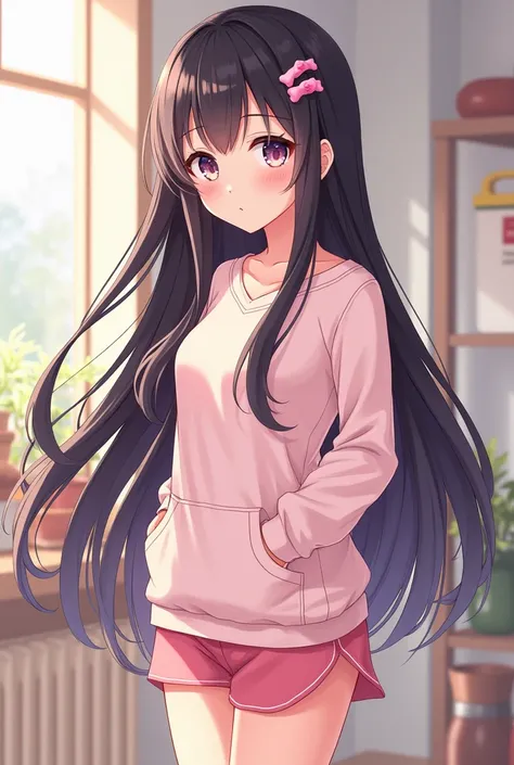 masterpiece,  is of the best quality,  extremely detailed, (illustration,  Official Art :1.1),  1 girl at home , long发, ,, long发 (( blush)) ,  cute faces,  big eyes（meticulous，Colorful）, 樱桃Small嘴（Small，Invisible lips），中等long脸，masterpiece,  is of the best q...