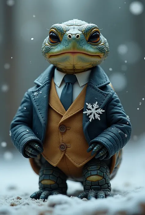 Turtle in a suit and with a snowflake 