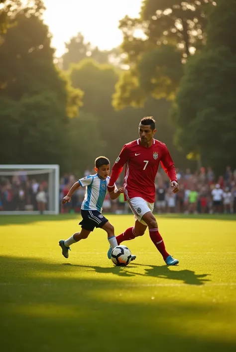 Cristiano Ronaldo was playing football with his son in  football ground 