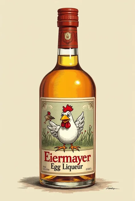 Egg Liqueur Chicken Eiermayer bottle label 
