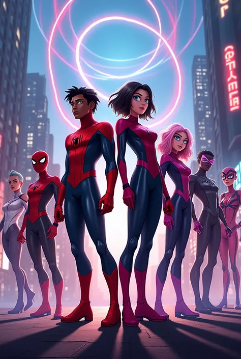 spider man miles morals spider guwen and the all charcters in spider across the spider verse 