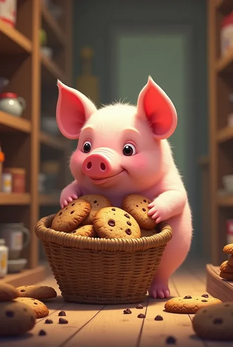 A not so small piggy finds a basket full of cookies cover image 