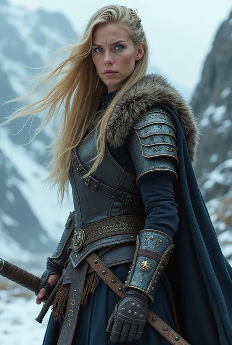 Une femme blonde guerrière viking 