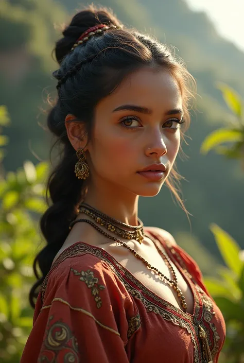 A beautiful habeshan girl with cultural dress and adey vibes in a beautiful area 