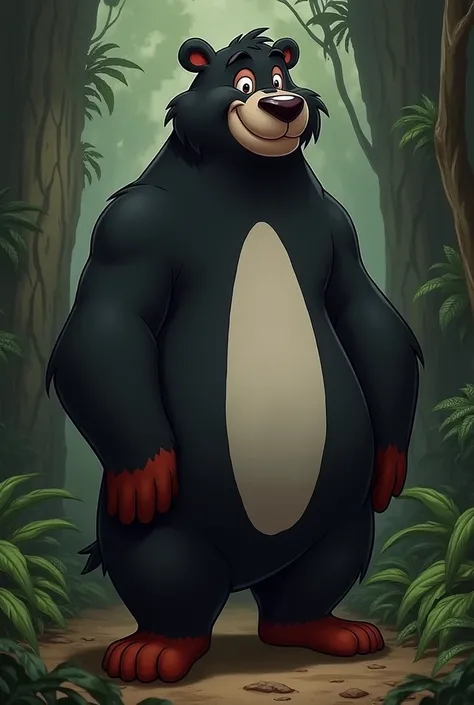 Baloo mais en noir avec les pattes rousse et un trait blanc sur le poitrail 