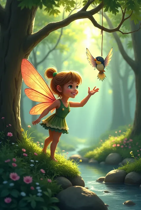 Lila is a cheerful little fairy who lives in a 
Secret corner of the forest. She has bright wings and a courageous and curious heart . Lila hears a voice asking for help .  He finds a little bird stuck in a branch and,  with his magic wand , He frees .  Th...