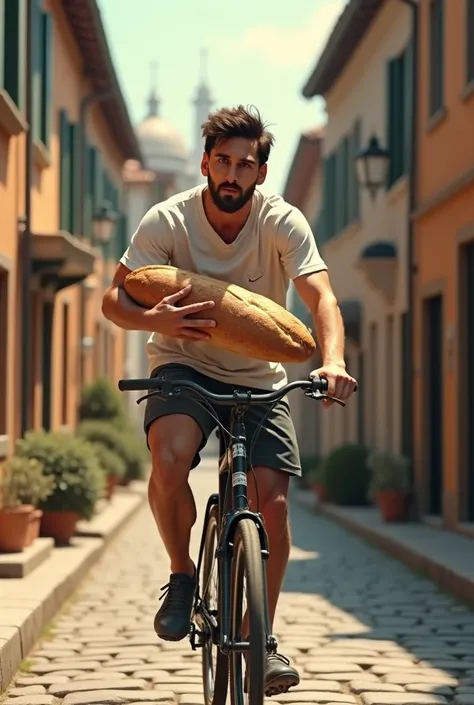 MESSI CARRYING BREAD ON A BICYCLE