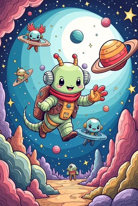 Space theme coloring book