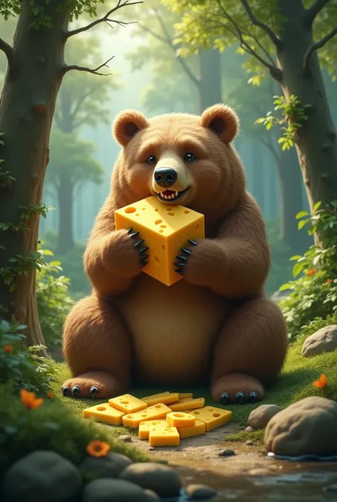 Cheese eating a bear