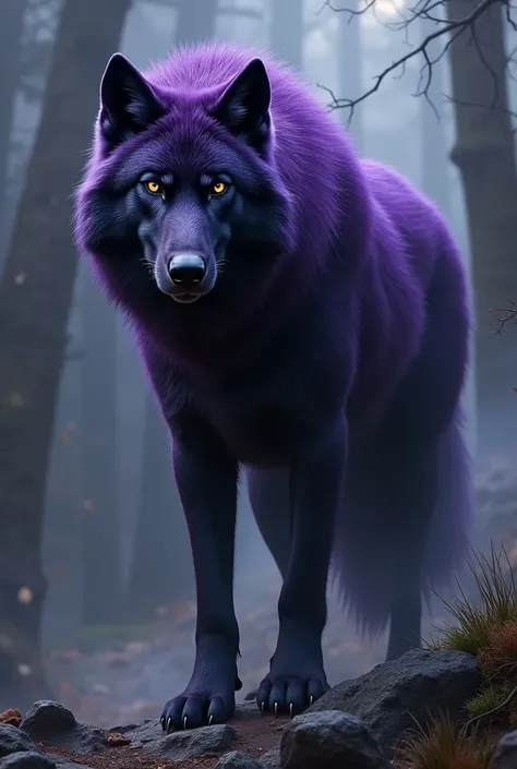 Realistic purple and black wolf