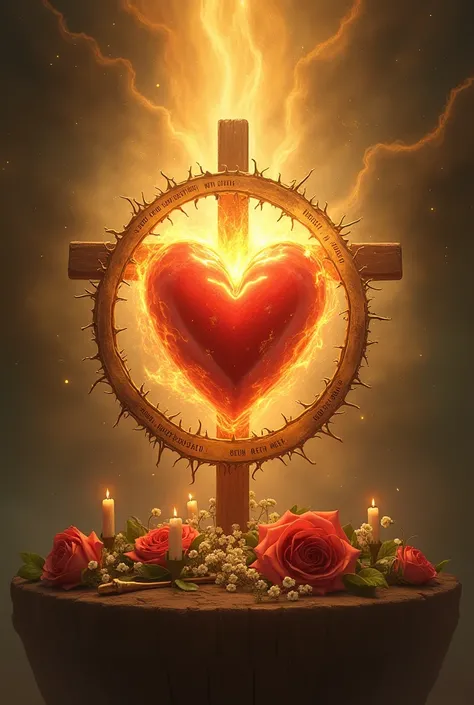 Heart of Jesus with the phrase everything with Jesus nothing without Mary 