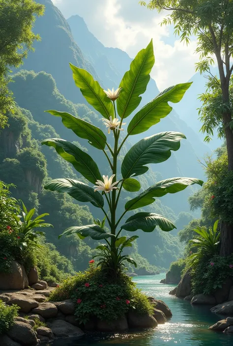 Generate a coffee plant with a beautiful background 