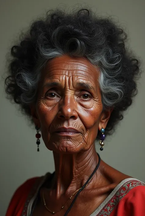 an old woman with black skin with an Afro-Peruvian tendency 