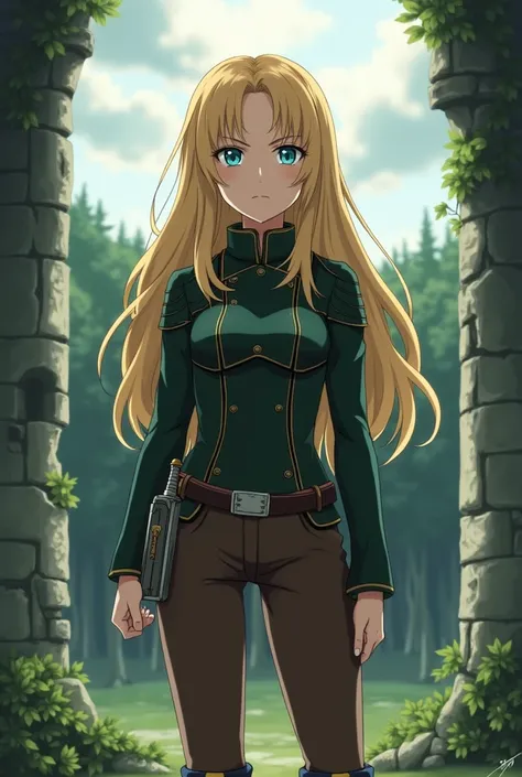 Anime art Astra Reiss shingeki no kyojin 
Character Design: Astra Reiss is a  girl with an aura of maturity beyond her years. She has long, wavy blonde hair that falls to her mid-back, with a few loose strands framing her youthful face. Her eyes are a stri...