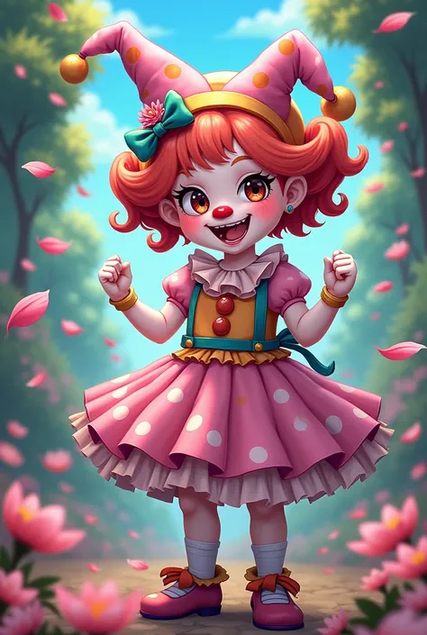 Anime-style clown with a flower-inspired costume