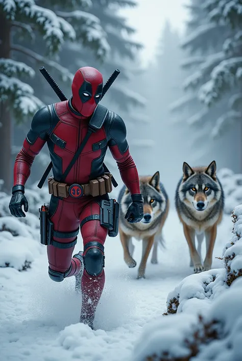 DEADPOOL HUNTING WOLVES IN THE FROZEN FOREST