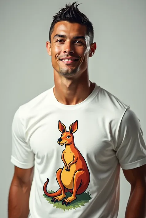 Cristiano Ronaldo wearing a t-shirt with an image of a kangaroo where he says the phrase to me the kangaroo team
