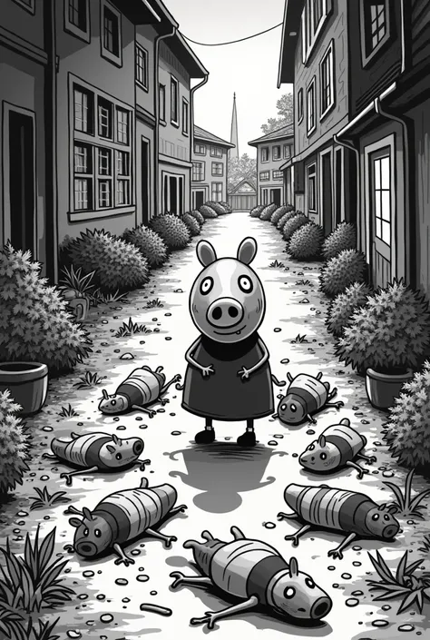 Make a comic 
About Pepa Pig killing her entire family and then killing her best friend 