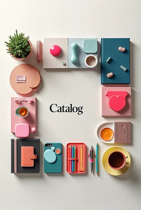 Catalogue cover of a square of clothes and accessories tumbler that says catalog that is different that does not have clothes