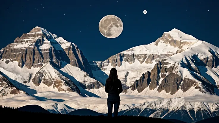 a close-up of a full moon with a tree in the foreground, lunar landscape, white moon in the background far in the sky, beautiful moonlit night, moonlight in the upper background, beautiful moonlight, beautiful moonlight, at night with a full moon, over the...