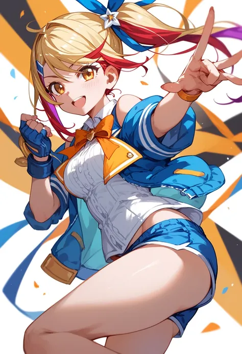 Daitaku Helios ( uma musume pretty derby)、  Side Ponytail  、 Two-tone hair 、  shorts 