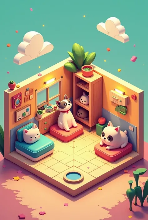 isometric retro pet rest area