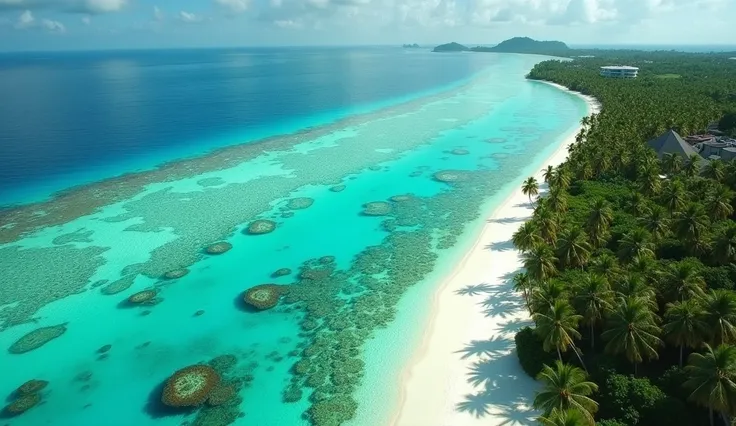 Maldives coast、Drone shot、From the sky、live-action