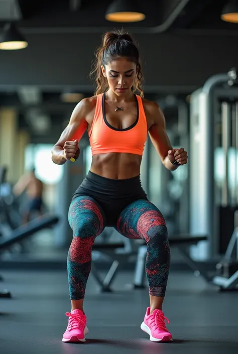 influenceuse latine, in a legging at the gym