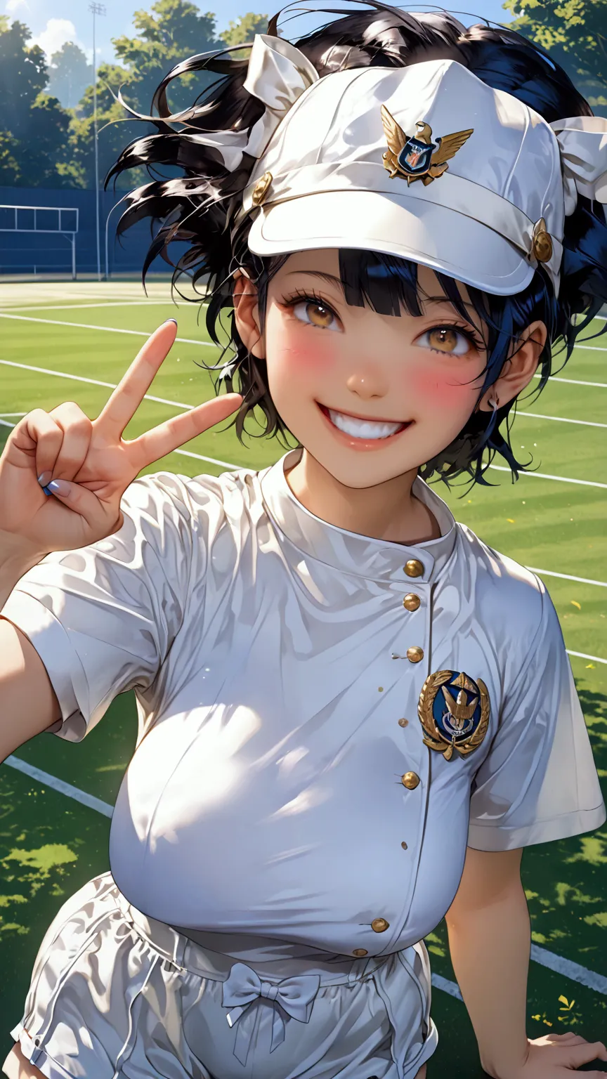 (((s))),((( is short)))、((( toddler figure )))、((( black hair)))、((( shorthair )))、((( had)))、(((white uniform)))、((( navy blue ...