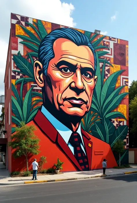  A mural for the entrance to a community based on the Venezuelan leader Jose Antonio Anzoátegui, in a deconstructed and pop style