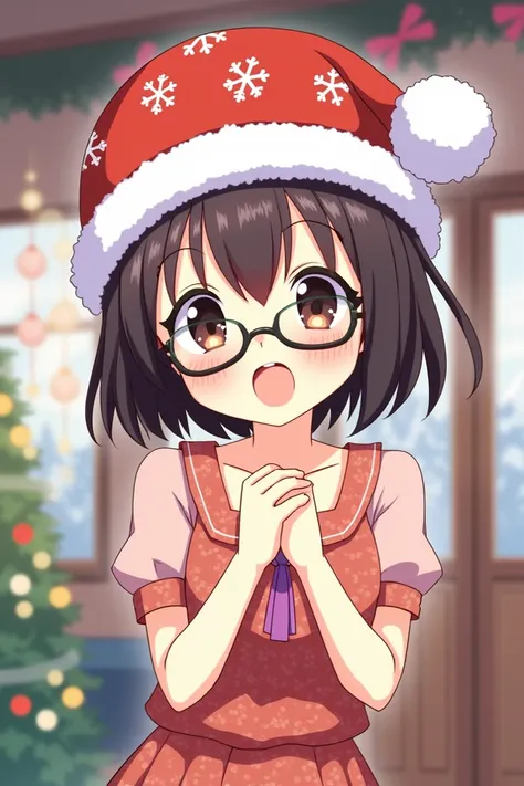 Kobayashi (Kobayashi-san_spend_no_maidragon) with a Christmas hat 