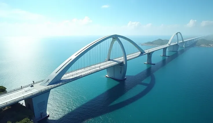 futuristic utopian large futuristic bridge over an ocean