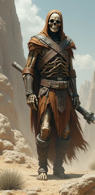 Skeleton man with leather armor