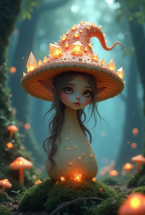 Magic, mushroom hat with crystals, female mushroom, wizard