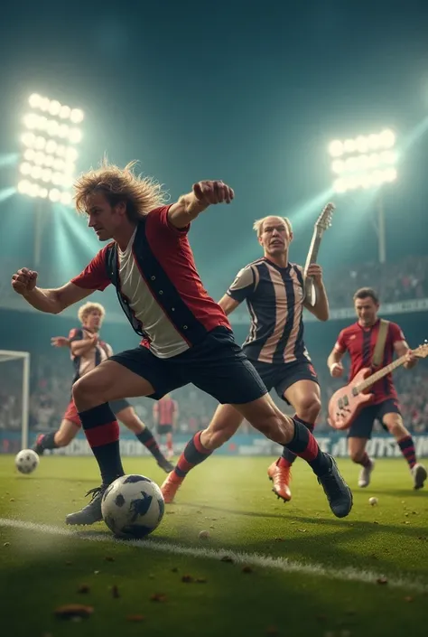 Create a soccer game with the legends of rock 