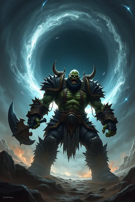 Imagine a warrior orks falling into a black hole in space