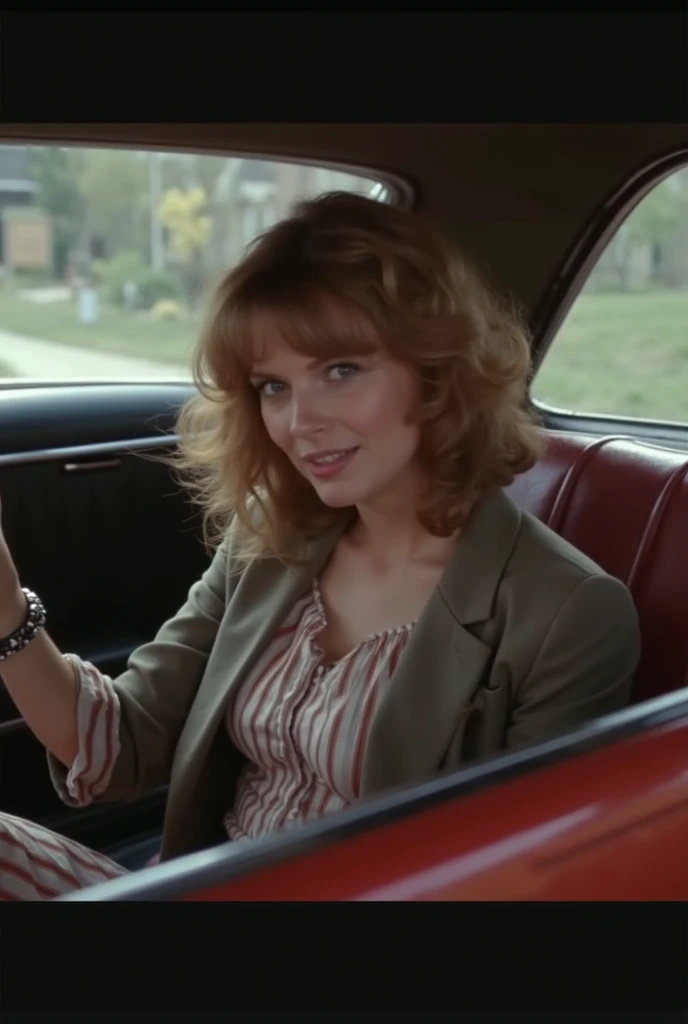  theres a woman sitting in a car with a bag in her hand ,  Screenshot from the movie , screenshot from a movie, 1 9 7 0 s movie,  movie screenshot ,  Screenshot from the movie  de 1983, Jack Nicholson is the bottle ,  scene from a movie of 1 9 7 3 , vhs fo...