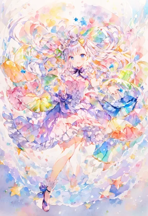 Watercolor colorful,emilia(re zero)