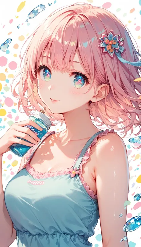 Score_9, Score_8_superior, Score_7_superior,sauce_anime, High-resolution images,masterpiece,Best Quality,girl,Cute face,Beautiful Skin,Shiny Hair,Highly detailed eyes,Pastel color background, Jojipan, 