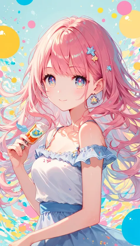 Score_9, Score_8_superior, Score_7_superior,sauce_anime, High-resolution images,masterpiece,Best Quality,girl,Cute face,Beautiful Skin,Shiny Hair,Highly detailed eyes,Pastel color background, Jojipan, 