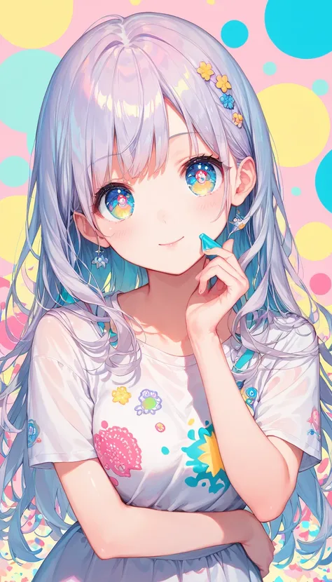 Score_9, Score_8_superior, Score_7_superior,sauce_anime, High-resolution images,masterpiece,Best Quality,girl,Cute face,Beautiful Skin,Shiny Hair,Highly detailed eyes,Pastel color background, Jojipan, 