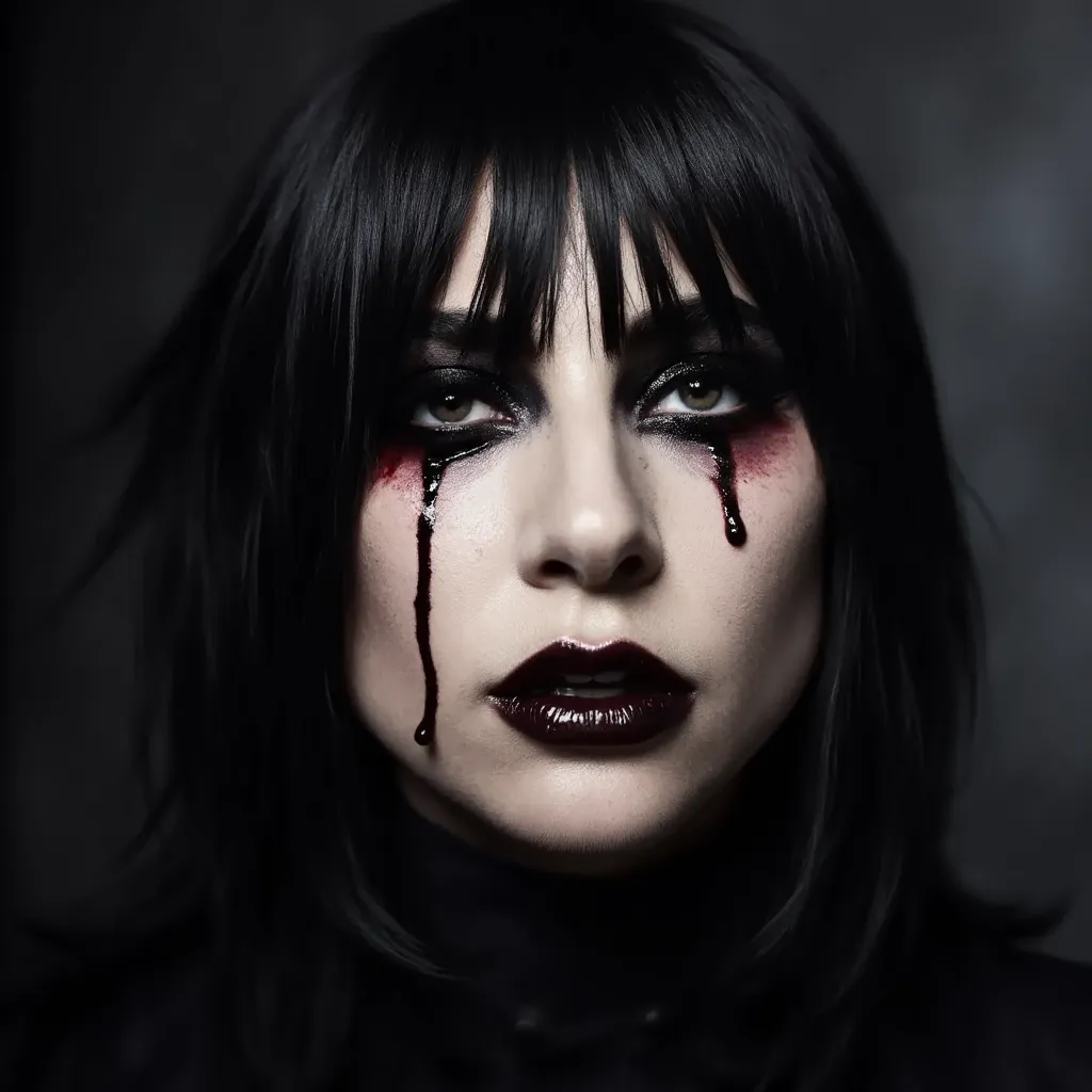 arafed lady gaga with black makeup and blood dripping down her face, lady gaga artpop act ii, lady gaga artpop act ii album, por...