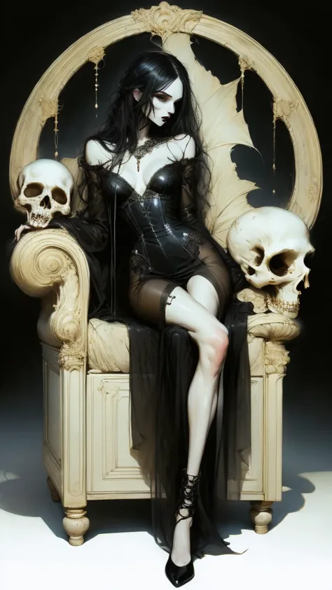 Vampire woman , (vampire), (goth vampire) ( full body), 8K, (( open eyes )),  full body, flawless face,  Girl with a soft body ,  Beautiful woman,  perfect face , (symmetrical), ((1 girl)), gothic beauty,  pale skin,  open eyes , (detailed eyes), realistic...