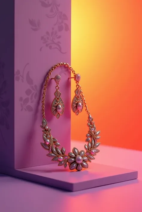 Create a social media cover for a jewelry shop called La Bori Retro using purple and Orange tones 